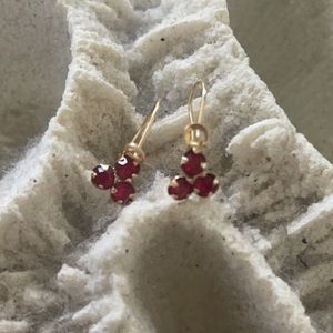 Delicate gold and ruby earrings